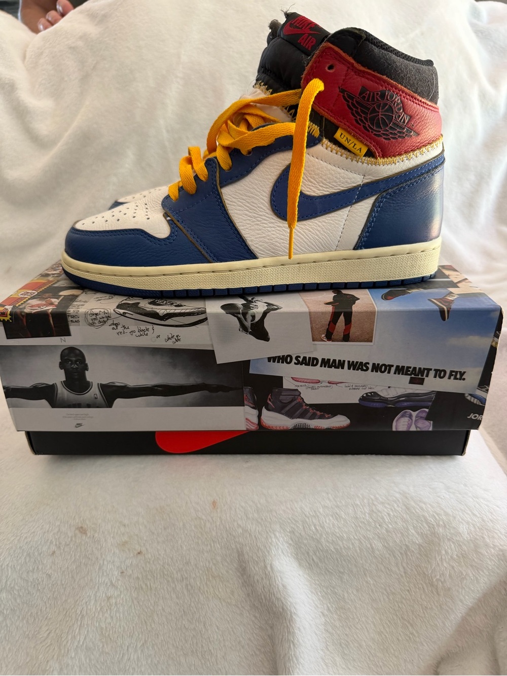 Nike Air Jordan Union LA 1 Retro High OG NRG Storm Blue Toe 2018 size 8
